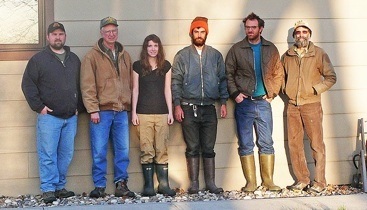 The Nebraska trapping crew - L to R Tim Baker - Undergraduate student at University of MN, Crookston Terry Wolfe - Retired MN DNR Wildlife Biologist, Crookston, MN Krista Kenyon - Canadian Undergraduate student, at University of MN Perre Kerch - Artist, Ripon, WI Matt Rethaber - Photographer, Milwaukee, WI Gary Huschle - Retired USFWS Wildlife Biologist, Leonard, MN